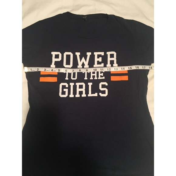 Anvil t-shirt Womens Medium black orange white Power to the Girls tee Y2K Sporty - Picture 5 of 6